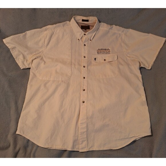Browning Super Naturals Shooting Shirt Men XXL Beige Short Sleeve Button Down - Picture 2 of 11
